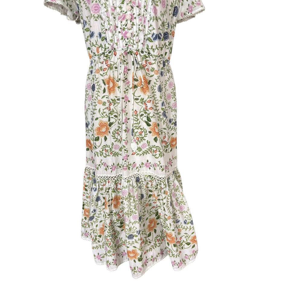 Farm Rio Folk Floral Lace Midi Dress Off White Size Medium - Picture 4 of 16